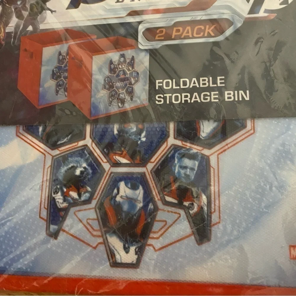 Marvel Avengers Endgame 2 Pack Foldable Storage Bins NEW Kids Room Decor Blue